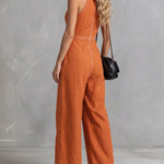 Sleeveless Halter Wide Leg Jumpsuit