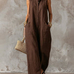 Sleeveless Stand Collar Wide Leg Jumpsuit