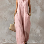Sleeveless Stand Collar Wide Leg Jumpsuit