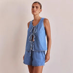 Mya Tie-Front Denim Set