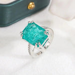Exquisite Blue Green Moissanite Ring