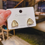 Elegant Triangle Earrings with Opal and Crystal