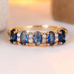Oval Alternating Accent Band Ring
