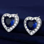 Sapphire Heart Stud Earrings Earrings
