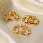 Shimmering Gold Zircon Circle Hoop Earrings