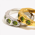 Vintage Golden Inlaid Gemstone Ring