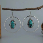 Vintage Silver Inlaid Turquoise Drop Earrings