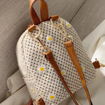 Woven Flora Embroidered Mini Backpack