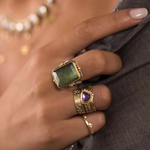 French Retro Square Crystal Ring