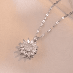 Trendy Silver Sunflower Zircon Necklace & Earrings set