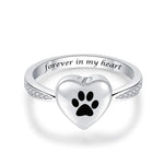 Love Heart Paw Print Urn Ring – Pet Memorial Cremation Jewelry