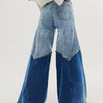 Denim Patchwork Flare Jeans