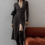 Luna Ribbed Knit Wrap Dress