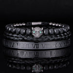 Roman Panther Triple Stack Bracelet Set