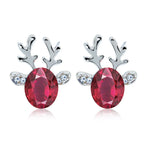 Festive Reindeer Crystal Stud Earrings