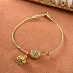 Antique Gold Turquoise Lotus Bracelet