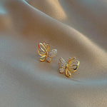 Elegant Zircon Butterfly Stud Earrings