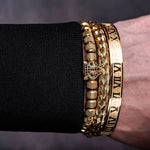 Roman Panther Triple Stack Bracelet Set