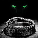 Roman Panther Triple Stack Bracelet Set