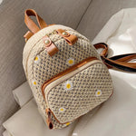 Woven Flora Embroidered Mini Backpack
