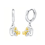 Silver and Gold Two-Tone Cat Hug Earrings