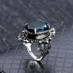 Vintage Silver Oval Blue Zirconia Ring
