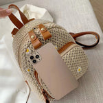 Woven Flora Embroidered Mini Backpack