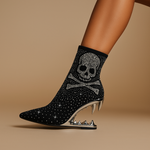 Starlit Wolf Skull Ankle Boots