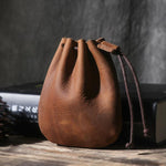 Handmade Leather Coin Drawstring Wallet