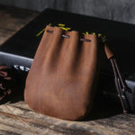 Handmade Leather Coin Drawstring Wallet