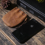 Handmade Leather Coin Drawstring Wallet