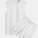 Sleeveless Checkerboard T-Shirt & Checkerboard Jacquard Shorts