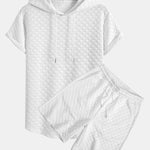 Checkerboard Jacquard  Arc Hem Hooded T-Shirt & Checkerboard Jacquard Shorts