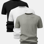 3 Pieces Ribbed Crew Neck Knit T-Shirt