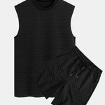 Sleeveless Checkerboard T-Shirt & Checkerboard Jacquard Shorts