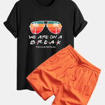 Regular Fit Sunglasses Palm Tree Print Cotton T-Shirt & Swim Shorts