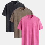 3 Pieces Washed Distressed Drop Shoulder T-Shirt