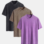 3 Pieces Washed Distressed Drop Shoulder T-Shirt
