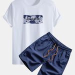 Regular Fit Vacation Los Angeles Print Cotton T-Shirt & Drawstring Swim Shorts
