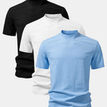 3 Pieces Ribbed Mock Neck T-Shirt