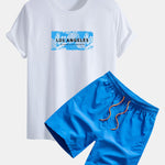 Regular Fit Vacation Los Angeles Print Cotton T-Shirt & Drawstring Swim Shorts