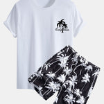 Regular Fit California Palm Tree Print Cotton T-Shirt & Palm Tree Print Swim Shorts