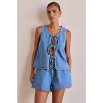 Mya Tie-Front Denim Set