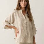 Maribel - Conjunto de Lino con Mangas Murciélago y Pantalón Ancho