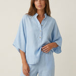 Maribel - Conjunto de Lino con Mangas Murciélago y Pantalón Ancho