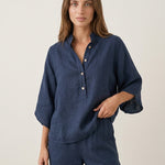 Maribel - Conjunto de Lino con Mangas Murciélago y Pantalón Ancho