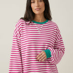 Isabella - Camiseta Manga Larga a Rayas con Cuello Redondo