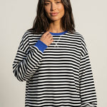 Isabella - Camiseta Manga Larga a Rayas con Cuello Redondo