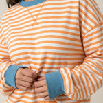 Isabella - Camiseta Manga Larga a Rayas con Cuello Redondo