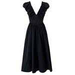 French Waist Halter V-neck Pleated Dress